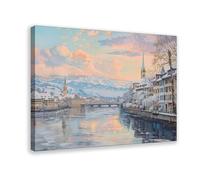 XFATGIA Poster sur toile de paysage d'hiver de Zurich - Décoration murale pour salon, chambre à coucher - 20 x 30 cm