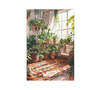 XFATGIA Poster sur toile de style bohème avec plantes d'intérieur - Décoration pour chambre à coucher, bureau, chambre - Cadeau - 60 x 90 cm