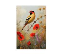 XFATGIA Poster sur toile Goldfinch Among The Wildflowers - Décoration murale pour salon, chambre à coucher - 30 x 45 cm