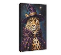 XFATGIA Poster sur toile représentant le chat magique et sorcière - Décoration murale pour salon, chambre à coucher - 20 x 30 cm