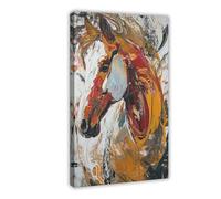 XFATGIA Poster sur toile représentant un cheval coloré - Décoration murale pour salon, chambre à coucher - 20 x 30 cm