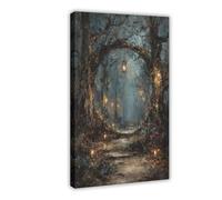 XFATGIA Poster sur toile représentant un portail de la forêt d'hiver - Décoration murale pour salon, chambre à coucher - 60 x 90 cm