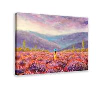 XFATGIA Poster sur toile représentant une femme dans le champ de fleurs - Décoration murale pour salon, chambre à coucher - 60 x 90 cm