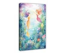 XFATGIA Poster sur toile sirène sous-marine pour décoration de chambre à coucher, bureau, chambre, cadeau 40 x 60 cm