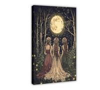 XFATGIA Poster sur toile « Sisters » pré-raphaélite au clair de lune - Décoration murale pour salon, chambre à coucher - 50 x 75 cm