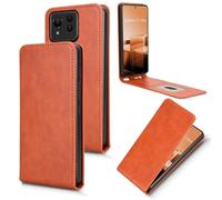 XFDSFDL® Cas de pour ASUS Zenfone 11 Ultra AI2401 (6,78 Pouces) Verticale PU Cuir Housse Haut et Bas Ouvrir Étui avec Support Portefeuille Coque de Protection Marron