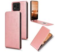 XFDSFDL® Cas de pour ASUS Zenfone 11 Ultra AI2401 (6,78 Pouces) Verticale PU Cuir Housse Haut et Bas Ouvrir Étui avec Support Portefeuille Coque de Protection Or Rose
