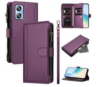 XFDSFDL® Cas de pour Blackview A52 / A52 Pro (6,5 Pouces) PU Cuir Housse Lanière Flip Coque avec Supports et Magnétique Fermeture 9 Fente Eclair Portefeuille Protection Cas Violet