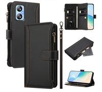 XFDSFDL® Cas de pour Blackview A52 / A52 Pro (6,5 Pouces) PU Cuir Housse Lanière Flip Coque avec Supports et Magnétique Fermeture 9 Fente Eclair Portefeuille Protection Cas Noir