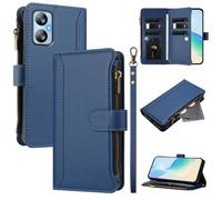 XFDSFDL® Cas de pour Blackview A52 / A52 Pro (6,5 Pouces) PU Cuir Housse Lanière Flip Coque avec Supports et Magnétique Fermeture 9 Fente Eclair Portefeuille Protection Cas Bleu Foncé