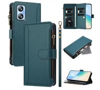 XFDSFDL® Cas de pour Blackview A52 / A52 Pro (6,5 Pouces) PU Cuir Housse Lanière Flip Coque avec Supports et Magnétique Fermeture 9 Fente Eclair Portefeuille Protection Cas Vert Foncé