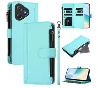 XFDSFDL® Cas de pour Blackview Oscal Flat 2 / 2C (6,6 Pouces) PU Cuir Housse Lanière Flip Coque avec Supports et Magnétique Fermeture 9 Fente Eclair Portefeuille Protection Cas Vert Menthe