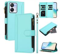 XFDSFDL® Cas de pour Blackview Oscal Modern 8 / Color 8 (6,75 Pouces) PU Cuir Housse Lanière Flip Coque avec Supports et Magnétique Fermeture 9 Fente Eclair Portefeuille Protection Cas Vert Menthe