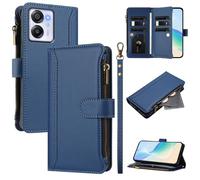 XFDSFDL® Cas de pour Blackview Oscal Modern 8 / Color 8 (6,75 Pouces) PU Cuir Housse Lanière Flip Coque avec Supports et Magnétique Fermeture 9 Fente Eclair Portefeuille Protection Cas Bleu Foncé