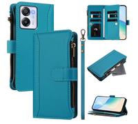 XFDSFDL® Cas de pour Blackview Oscal Modern 8 / Color 8 (6,75 Pouces) PU Cuir Housse Lanière Flip Coque avec Supports et Magnétique Fermeture 9 Fente Eclair Portefeuille Protection Cas Bleu Lac