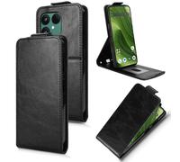 XFDSFDL® Cas de pour Fairphone 6 (6,31 Pouces) Verticale PU Cuir Housse Haut et Bas Ouvrir Étui avec Support Portefeuille Coque de Protection Noir
