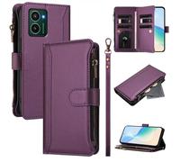 XFDSFDL® Cas de pour HMD Pulse/Pulse Pro/Pulse Pro+ (6,65 Pouces) PU Cuir Housse Lanière Flip Coque avec Supports et Magnétique Fermeture 9 Fente Eclair Portefeuille Protection Cas Violet