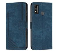 XFDSFDL® Cas de pour Honor 8X / 9X Lite JSN-L21/22/23 (6,5 Pouces) PU Cuir Housse Flip Coque Impression de Stries avec Support Magnétique Fermeture Portefeuille Étui de Protection Bleu