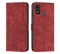 XFDSFDL® Cas de pour Honor 8X / 9X Lite JSN-L21/22/23 (6,5 Pouces) PU Cuir Housse Flip Coque Impression de Stries avec Support Magnétique Fermeture Portefeuille Étui de Protection Rouge