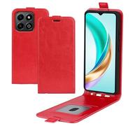 XFDSFDL® Cas de pour Honor X6b JDY-LX1 / JDY-LX2 (6,56 Pouces) Verticale PU Cuir Housse Haut et Bas Ouvrir Étui avec Magnétique Fermeture Portefeuille Shell de Protection Rouge