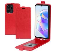 XFDSFDL® Cas de pour Honor X7a (6,75 Pouces) Verticale PU Cuir Housse Haut et Bas Ouvrir Étui avec Magnétique Fermeture Portefeuille Shell de Protection, Rouge