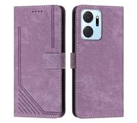 XFDSFDL® Cas de pour Honor X7a RKY-LX1/2/3 (6,75 Pouces) PU Cuir Housse Flip Coque Impression de Stries avec Support Magnétique Fermeture Portefeuille Étui de Protection Violet