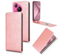 XFDSFDL® Cas de pour Huawei Pura 70 ADY-LX9/AL00/AL10 (6,6 Pouces) Verticale PU Cuir Housse Haut et Bas Ouvrir Étui avec Support Portefeuille Coque de Protection Or Rose