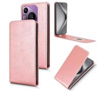 XFDSFDL® Cas de pour Huawei Pura 70 Pro/ 70 Pro+/ 70 Ultra (6,8 Pouces) Verticale PU Cuir Housse Haut et Bas Ouvrir Étui avec Support Portefeuille Coque de Protection Or Rose