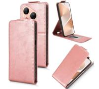 XFDSFDL® Cas de pour Huawei Pura 80 HED-LX9 (6,6 Pouces) Verticale PU Cuir Housse Haut et Bas Ouvrir Étui avec Support Portefeuille Coque de Protection Or Rose