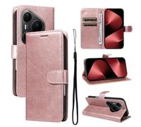 XFDSFDL® Cas de pour Huawei Pura 80 Pro LMR-AL00/ LMR-LX9 (6,8 Pouces) PU Cuir Housse avec Flip Coque Support Magnétique Fermeture Portefeuille Étui de Protection Or Rose