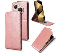 XFDSFDL® Cas de pour Huawei Pura 80 Ultra LMR-AL10/LX9 (6,8 Pouces) Verticale PU Cuir Housse Haut et Bas Ouvrir Étui avec Support Portefeuille Coque de Protection Or Rose