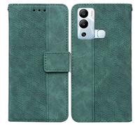 XFDSFDL® Cas de pour Infinix Hot 12i X665 (6,6 Pouces) PU Cuir Housse Flip Coque Géométrie Motif avec Built Stand Magnétique Fermeture Portefeuille Étui de Protection Vert