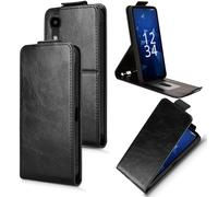 XFDSFDL® Cas de pour Kyocera Digno SX5 KC-S306 (6,1 Pouces) Verticale PU Cuir Housse Haut et Bas Ouvrir Étui avec Support Portefeuille Coque de Protection Noir