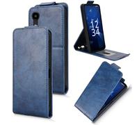 XFDSFDL® Cas de pour Kyocera Digno SX5 KC-S306 (6,1 Pouces) Verticale PU Cuir Housse Haut et Bas Ouvrir Étui avec Support Portefeuille Coque de Protection Bleu