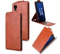 XFDSFDL® Cas de pour Kyocera Digno SX5 KC-S306 (6,1 Pouces) Verticale PU Cuir Housse Haut et Bas Ouvrir Étui avec Support Portefeuille Coque de Protection Marron