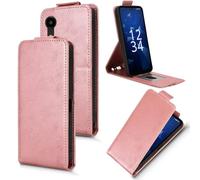 XFDSFDL® Cas de pour Kyocera Digno SX5 KC-S306 (6,1 Pouces) Verticale PU Cuir Housse Haut et Bas Ouvrir Étui avec Support Portefeuille Coque de Protection Or Rose