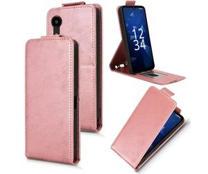 XFDSFDL® Cas de pour Kyocera Digno SX5 KC-S306 (6,1 Pouces) Verticale PU Cuir Housse Haut et Bas Ouvrir Étui avec Support Portefeuille Coque de Protection Or Rose