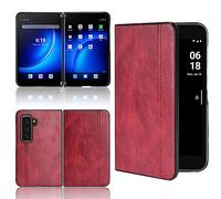 XFDSFDL® Cas de pour Microsoft Surface Duo 2 (8,3 Pouces) Ultra Mince PC Dur Coque Cuir de Vache Motif PU Case Placage Housse Protection Rouge