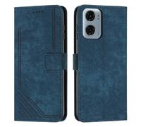 XFDSFDL® Cas de pour Motorola Moto G05/ E15 XT2523 (6,67 Pouces) PU Cuir Housse Flip Coque Impression de Stries avec Support Magnétique Fermeture Portefeuille Étui de Protection Bleu