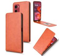 XFDSFDL® Cas de pour Motorola Moto G05/ E15 XT2523 (6,67 Pouces) Verticale PU Cuir Housse Haut et Bas Ouvrir Étui avec Support Portefeuille Coque de Protection Marron