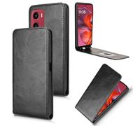 XFDSFDL® Cas de pour Motorola Moto G05/ E15 XT2523 (6,67 Pouces) Verticale PU Cuir Housse Haut et Bas Ouvrir Étui avec Support Portefeuille Coque de Protection Noir
