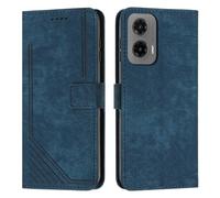 XFDSFDL® Cas de pour Motorola Moto G35 XT2363 (6,5 Pouces) PU Cuir Housse Flip Coque Impression de Stries avec Support Magnétique Fermeture Portefeuille Étui de Protection Bleu