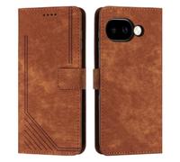 XFDSFDL® Cas de pour Motorola Moto G47/ G37/ G37 Power (6,67 Pouces) PU Cuir Housse Flip Coque Impression de Stries avec Support Magnétique Fermeture Portefeuille Étui de Protection Marron
