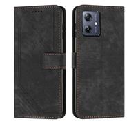 XFDSFDL® Cas de pour Motorola Moto G54/ G54 Power XT2343 (6,5 Pouces) PU Cuir Housse Flip Coque Impression de Stries avec Support Magnétique Fermeture Portefeuille Étui de Protection Noir