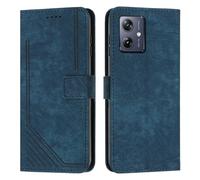 XFDSFDL® Cas de pour Motorola Moto G54/ G54 Power XT2343 (6,5 Pouces) PU Cuir Housse Flip Coque Impression de Stries avec Support Magnétique Fermeture Portefeuille Étui de Protection Bleu