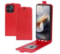 XFDSFDL® Cas de pour Motorola Moto G56 / G66Y / G66J (6,72 Pouces) Verticale PU Cuir Housse Haut et Bas Ouvrir Étui avec Magnétique Fermeture Portefeuille Shell de Protection Rouge