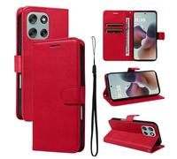 XFDSFDL® Cas de pour Motorola Moto G56 XT2529-2 (6,72 Pouces) PU Cuir Housse avec Flip Coque Support Magnétique Fermeture Portefeuille Étui de Protection Rouge