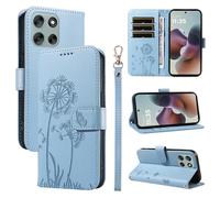 XFDSFDL® Cas de pour Motorola Moto G56 XT2529-2 (6,72 Pouces) PU Cuir Housse Flip Coque Pissenlit Motif avec Support Longe Fermeture Portefeuille Gaufrage Étui de Protection Bleu