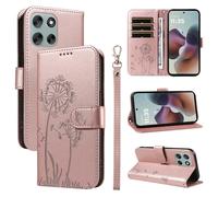 XFDSFDL® Cas de pour Motorola Moto G56 XT2529-2 (6,72 Pouces) PU Cuir Housse Flip Coque Pissenlit Motif avec Support Longe Fermeture Portefeuille Gaufrage Étui de Protection Or Rose