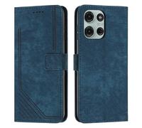 XFDSFDL® Cas de pour Motorola Moto G86 XT2527 (6,67 Pouces) PU Cuir Housse Flip Coque Impression de Stries avec Support Magnétique Fermeture Portefeuille Étui de Protection Bleu